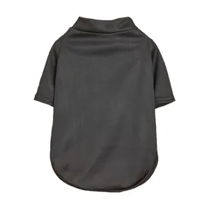Solid black breathable mesh pet t-shirt detail showing lightweight fabric and short sleeves.
