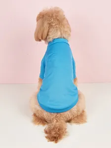 Detailed view showing the breathable blue mesh back design of the stylish pet t-shirt.