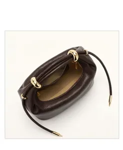 Minimalist commuter shoulder bag, luxury style dumpling bag with gold hardware, large capacity.