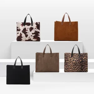 Women Large Capacity Tote Bag Vintage Corduroy Shoulder Crossbody Bag Casual Commuter Handbag Leopard Print Tote