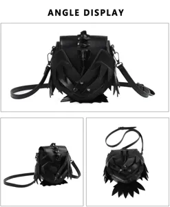 Gothische Krähe Umhängetasche schwarze Fantasy Schultertasche coole Punk Leder Tasche
