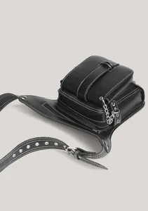 Borsa da gamba moto steampunk retro, marsupio in pelle multifunzionale per uso all'aperto.