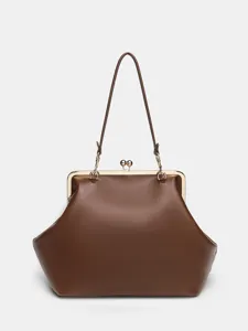European Retro Light Luxury Design Kiss-Lock Handbag Women Large Capacity Commuting Fashion All-Match Evening Tote Bag