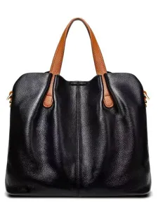Women Fashion Minimalist Soft Leather Tote Bag Large Capacity Commuter Handbag Casual Versatile Shoulder Bag