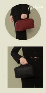 Large capacity commuter toiletry bag portable makeup organizer with handle and zipper closure.