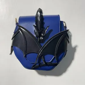 Gothic dragon wing crossbody bag Halloween PU leather shoulder bag cool bat design.