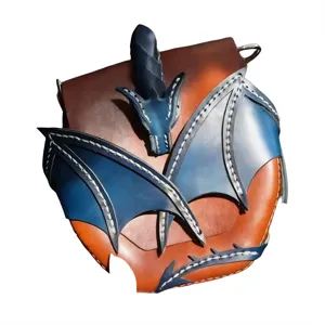 Handcrafted leather dragon wing shoulder bag, unique fantasy gothic crossbody bag for daily use.