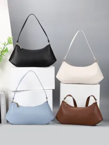 minimalist PU leather underarm bag fashionable solid color shoulder bag casual chic handbag