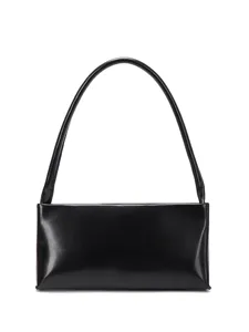 Black leather shoulder bag vintage baguette handbag minimalist stylish purse for women