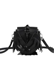 Gothic dunkles Raben-Design Umhängetasche, einzigartige Vogel Flügel PU Leder Schultertasche.