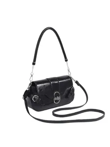 Black patent leather shoulder bag underarm chic chain strap fashion crossbody handbag for women