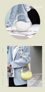 Chic minimalist pea shoulder bag in candy colors, stylish PU leather handbag for women.