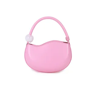 Pink candy color pea shoulder bag, stylish niche design handbag for women, versatile main image.