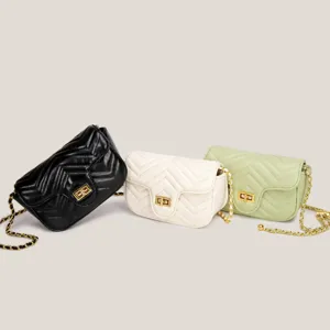 Damen Mode Gesteppt Kette Umhängetasche Luxus Designer Stil PU Leder Kleine Quadratische Schutztasche Elegante Handtasche
