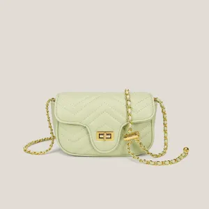 Hellgrüne gesteppte Umhängetasche mit goldener Kette, elegante Damen Schultertasche.