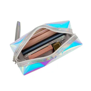 Holographic PVC cosmetic bag waterproof travel toiletry pouch large capacity portable organizer