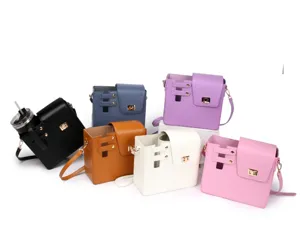 Multifunctional shoulder bag with water bottle holder, PU leather crossbody bag set.