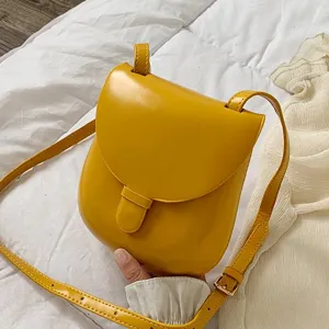 Koreanischer Stil Vintage gelbe Umhängetasche minimalistische Satteltasche für Damen Alltag.