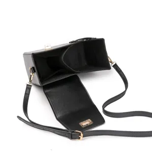 Black portable outdoor water bottle bag detail view, multi-compartment shoulder storage.