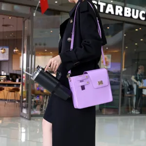 Purple crossbody tumbler bag portable outdoor water bottle holder shoulder carrier pouch