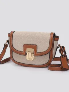 Women's Retro Contrast Color Saddle Bag PU Leather Crossbody Shoulder Bag