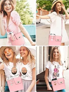Pink crossbody water bottle bag with cup holder shoulder strap portable messenger pouch