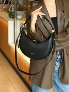 Women PU Leather Crescent Hobo Bag Casual Solid Color Underarm Shoulder Bag Fashion Commuter Handbag