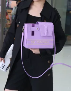 Purple crocodile pattern shoulder cup bag outdoor portable thermos bottle storage bag