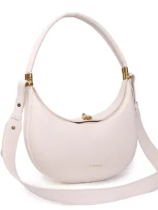 Elegant crescent shoulder bag for women, premium pebbled leather commuter handbag, stylish design.