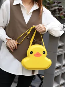 Cute yellow duck cartoon shell bag women fashion PU leather shoulder crossbody bag