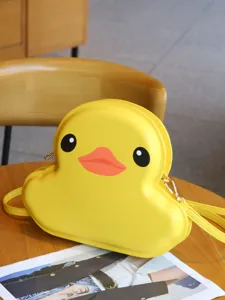 Cute yellow duck hard shell crossbody bag, stylish cartoon shoulder bag for women.