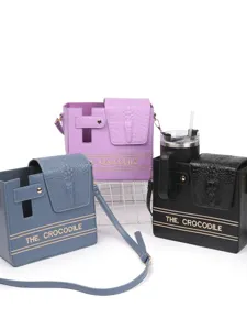 PU Leather Crocodile Pattern Crossbody Bag Fashion Women Water Bottle Holder Bag Daily Casual Shoulder Bag With Gift Box