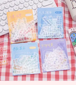 Inspirational quote sticker pack, PET transparent waterproof journaling stickers for DIY decor.