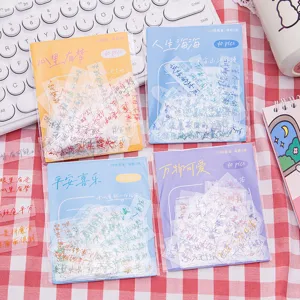 Inspirational quote stickers pack, clear waterproof PET DIY journal scrapbooking stickers.