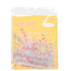 Transparent waterproof inspirational text sticker pack, 40 pieces DIY planner decor.