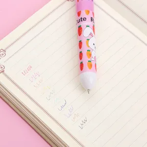 Cute rabbit 10-color press ballpoint pen for student journaling and colorful writing display.