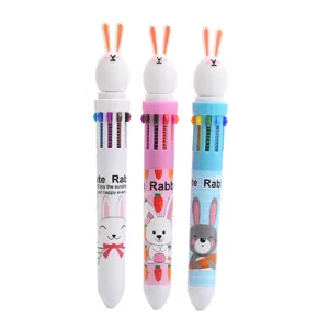 Cute rabbit 10 color retractable ballpoint pen for student cartoon writing stationery