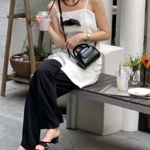 Chic vintage black mini handbag for women spring summer fashion PU leather crossbody bag