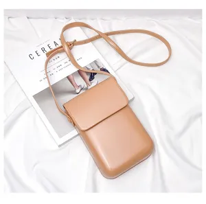 Minimalist vertical mini crossbody phone bag, retro shoulder bag for daily casual use.