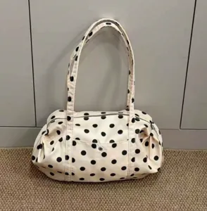 Niche design polka dot shoulder large capacity nylon bag lightweight travel sports handbag