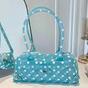 Damen Klares PVC Jelly Tragetasche Süße Punkte Druck Handtasche Mode Lässige Große Kapazität Schulter Unterarm Kissen Tasche