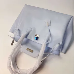 Light blue PVC jelly tote bag fashion large capacity shoulder handbag casual clear purse