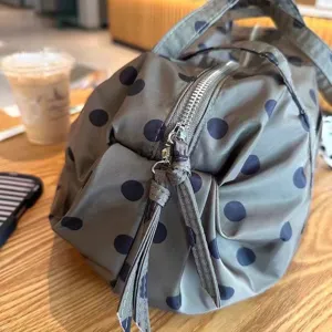 Stylish polka dot nylon shoulder bag lightweight travel large capacity daily handbag