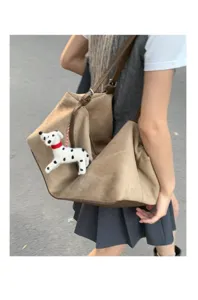 Korean style casual large capacity suede shoulder underarm pillow bag for women chic