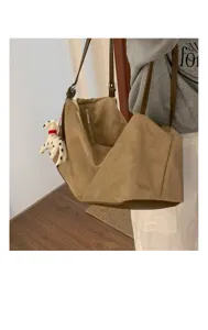 Casual large capacity suede underarm shoulder pillow bag for women, stylish daily wear.