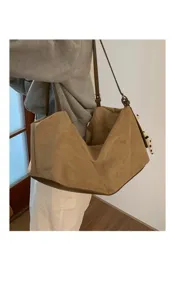 Stylish Korean casual large capacity suede shoulder bag underarm pillow bag for women