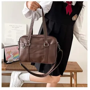 Japanese JK uniform PU leather shoulder bag casual student handbag crossbody bag brown