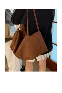 Korean casual large capacity suede shoulder bag underarm pillow bag for women style.