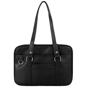 Japanese JK uniform black PU shoulder bag, classic student tote and school handbag for daily.
