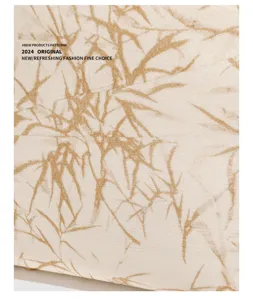 Retro Chinese style handbag fabric detail with elegant gold bamboo pattern design for bags.